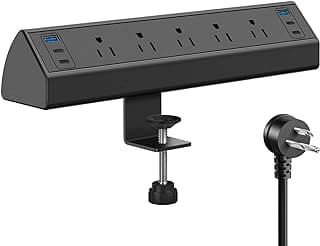 Jgstkcity Desk Clamp Power Strip USB C,40W Total Fast Charging Station,4 PD 20W USB C Ports,Desk Edge Mount Surge Protector,5 Outlets,Fit 1...