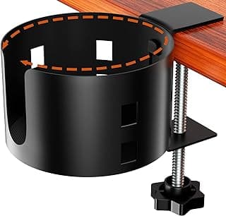 Upgraded Large Desk Cup Holder Clamp, OOKUU Anti-Spill Table Cup Holder, Metal Office & PC Gaming Desk Accessories, Compatible with Univers...