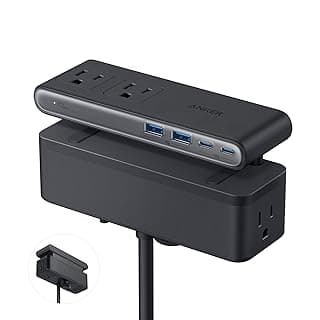 Anker Nano Power Strip, Desk Clamp with 1500J Surge Protector, 5ft Extension Cord, 70W Max Gaming Desk Accessories, 6 AC, 2 USB A, 2 USB C,...